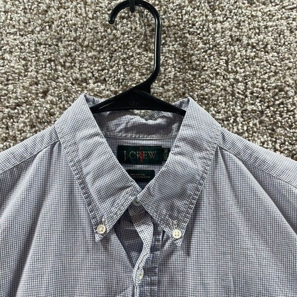 J. Crew Dress Shirt Mens 15.5-36 White Blue Check Pattern Pocket Front Preppy - Picture 2 of 10